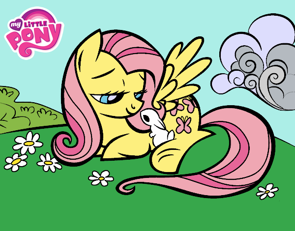 Fluttershy con un conejito