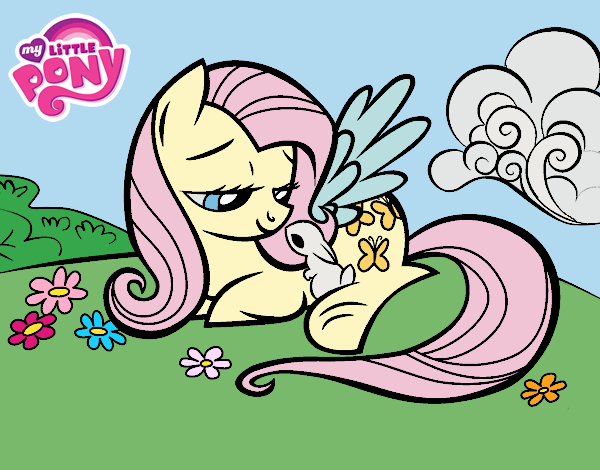 Fluttershy con un conejito