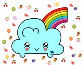 Nube con arco iris kawaii