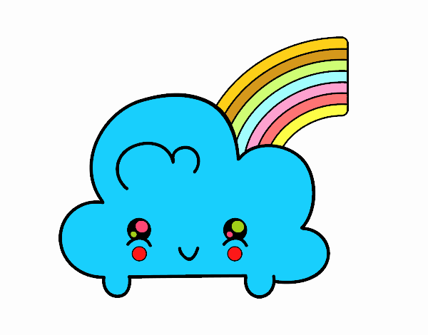 Nube con arco iris kawaii