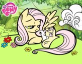 Fluttershy con un conejito