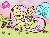 Fluttershy con un conejito