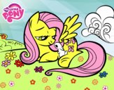 Fluttershy con un conejito