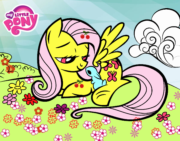 Fluttershy con un conejito