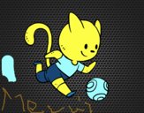 Gato jugando a fútbol