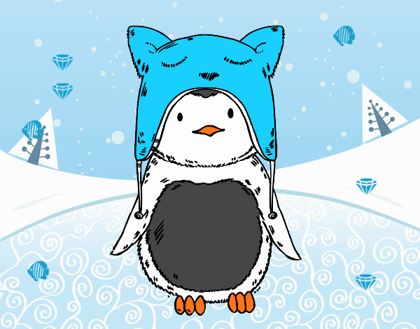 Pingüino con gorrito divertido