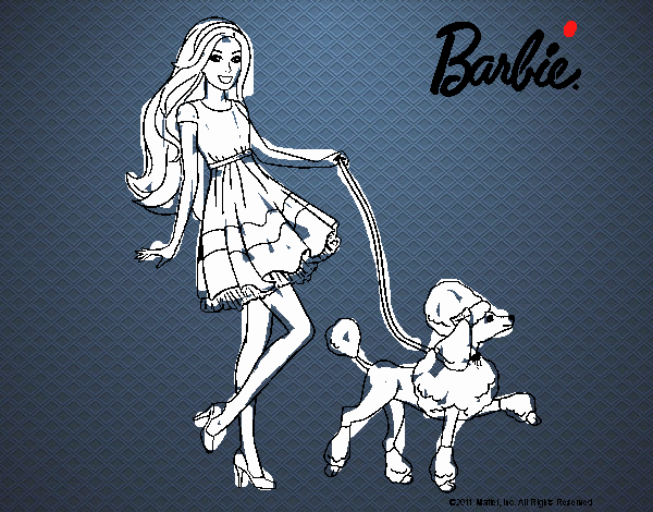 Barbie paseando a su mascota