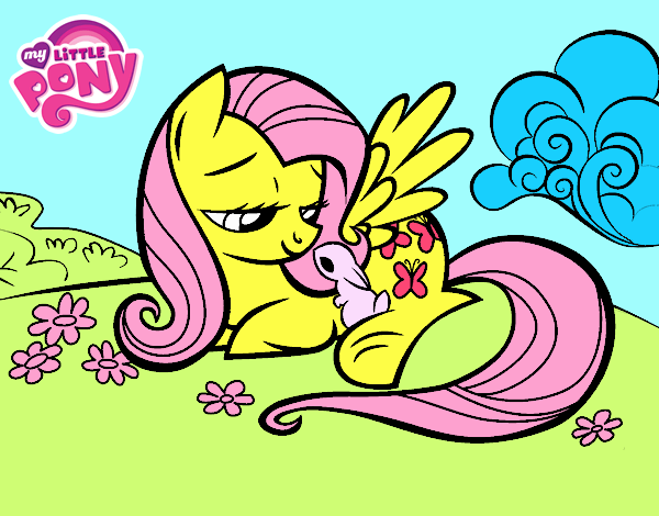 Fluttershy con un conejito