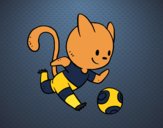 Gato jugando a fútbol