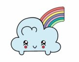 Nube con arco iris kawaii