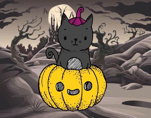 Un gatito de Halloween