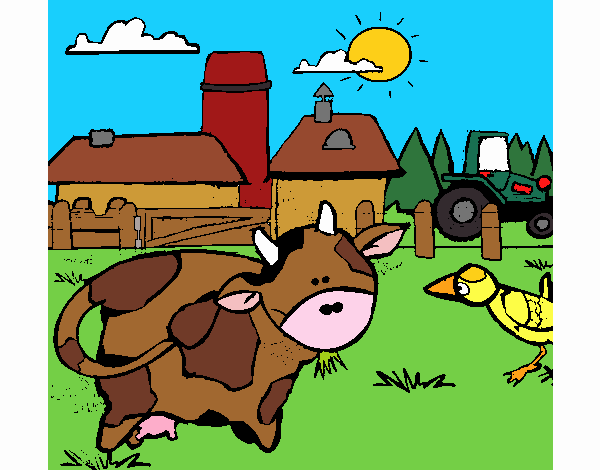 Vaca en la granja