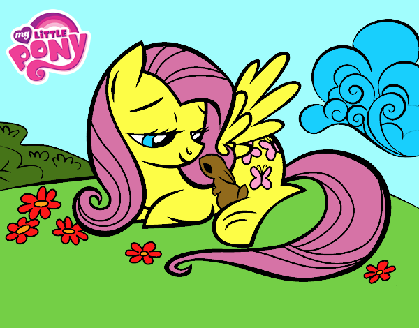 Fluttershy con un conejito