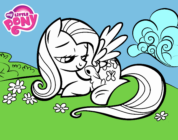 Fluttershy con un conejito