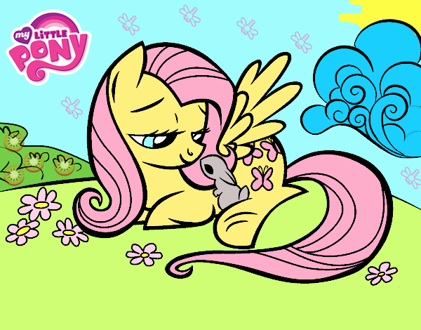 Fluttershy con un conejito