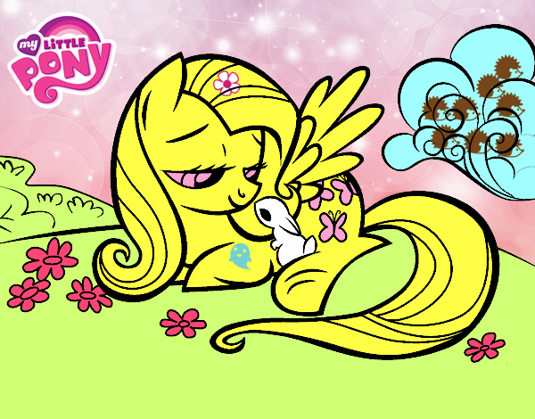 Fluttershy con un conejito