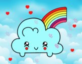 Nube con arco iris kawaii