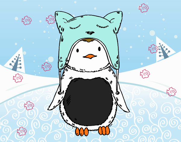 Pingüino con gorrito divertido