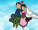 Recién casados en una nube