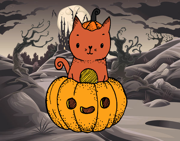 Un gatito de Halloween