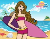 Barbie con tabla de surf