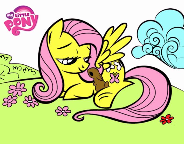 Fluttershy con un conejito