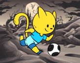 Gato jugando a fútbol