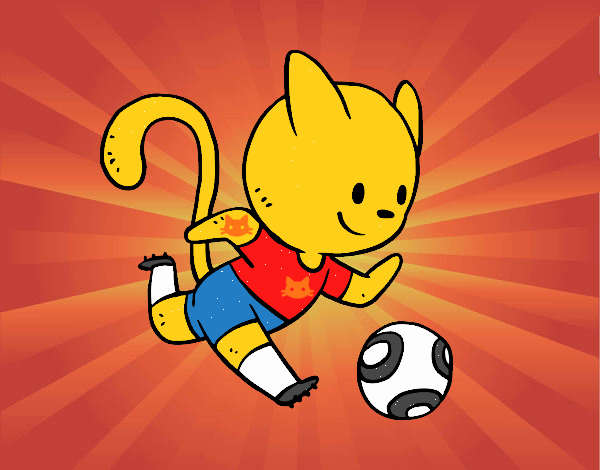 Como colorear un gato jugando a fútbol by SuperColor_Slogan