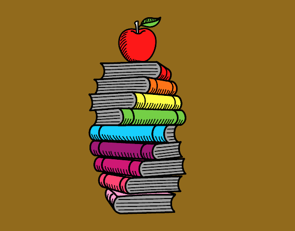 Libros y manzana