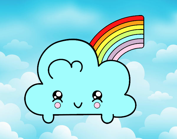 Nube con arco iris kawaii