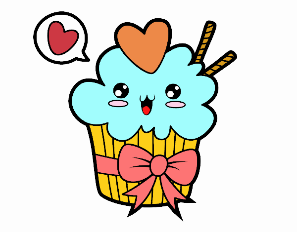 Cupcake kawaii con lazo