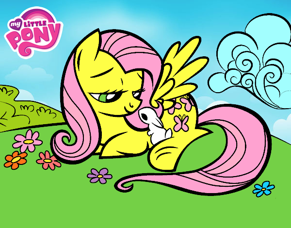 Fluttershy con un conejito