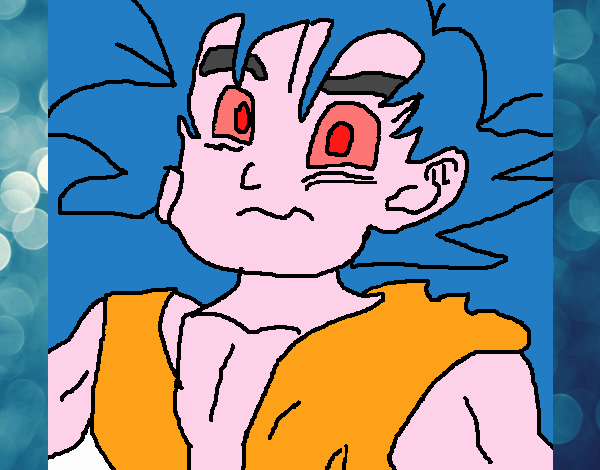 Meu desenho de goku ssjb pintado