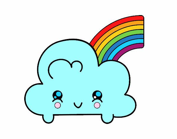 Nube con arco iris kawaii