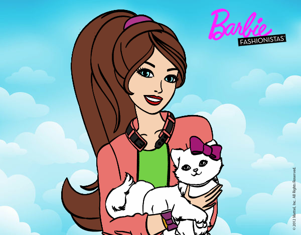 Barbie con su linda gatita