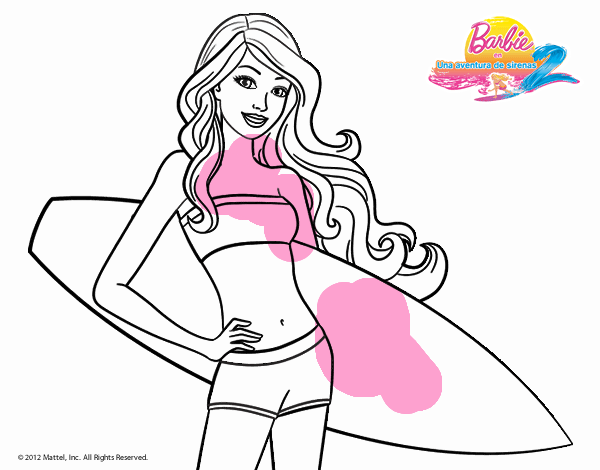 Barbie con tabla de surf