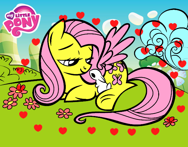 Fluttershy con un conejito