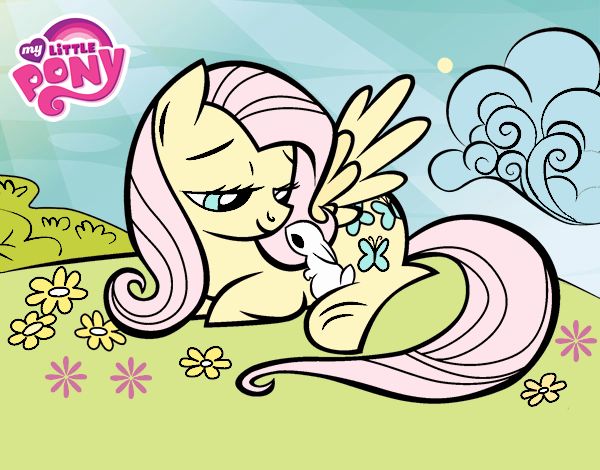 Fluttershy con un conejito