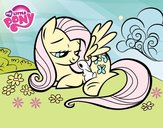 Fluttershy con un conejito