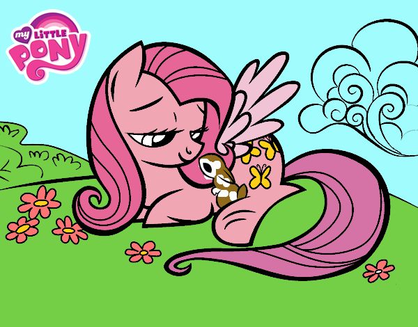 Fluttershy con un conejito