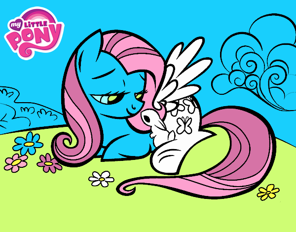 Fluttershy con un conejito