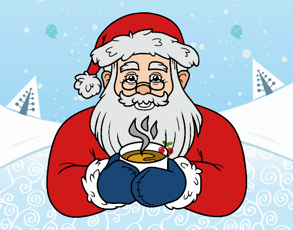 Papá Noel con taza de café