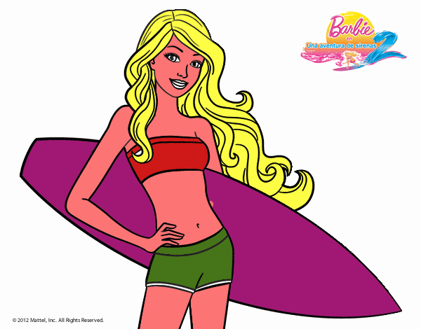 Barbie con tabla de surf