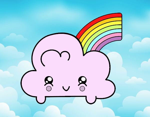 Nube con arco iris kawaii