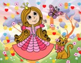 Princesa con gato y mariposa