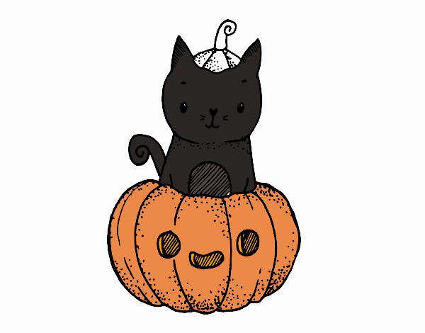  Dibujo de Un gatito de Halloween pintado por en Dibujos.net el día