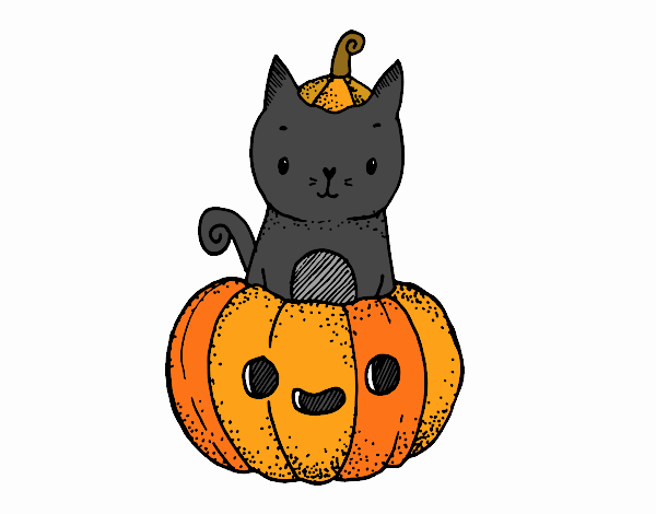 Gatito en Halloween