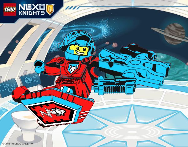 Lego knight in mission in space.