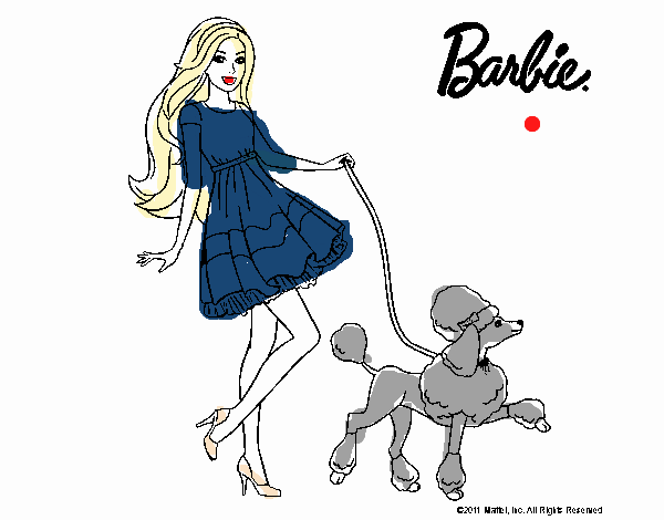 Barbie paseando a su mascota