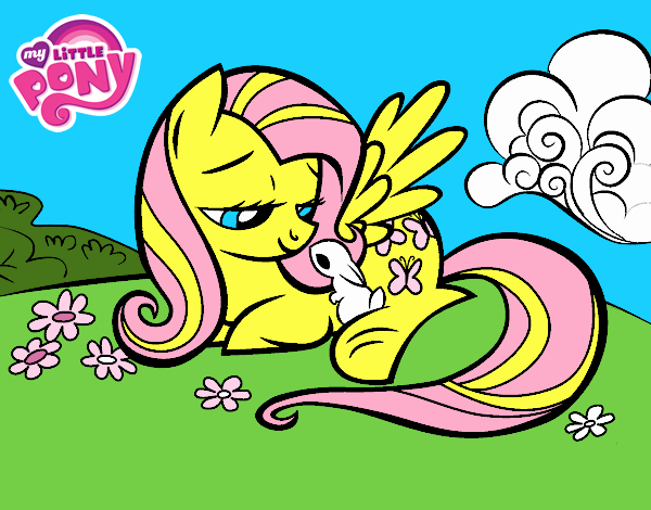 Fluttershy con un conejito